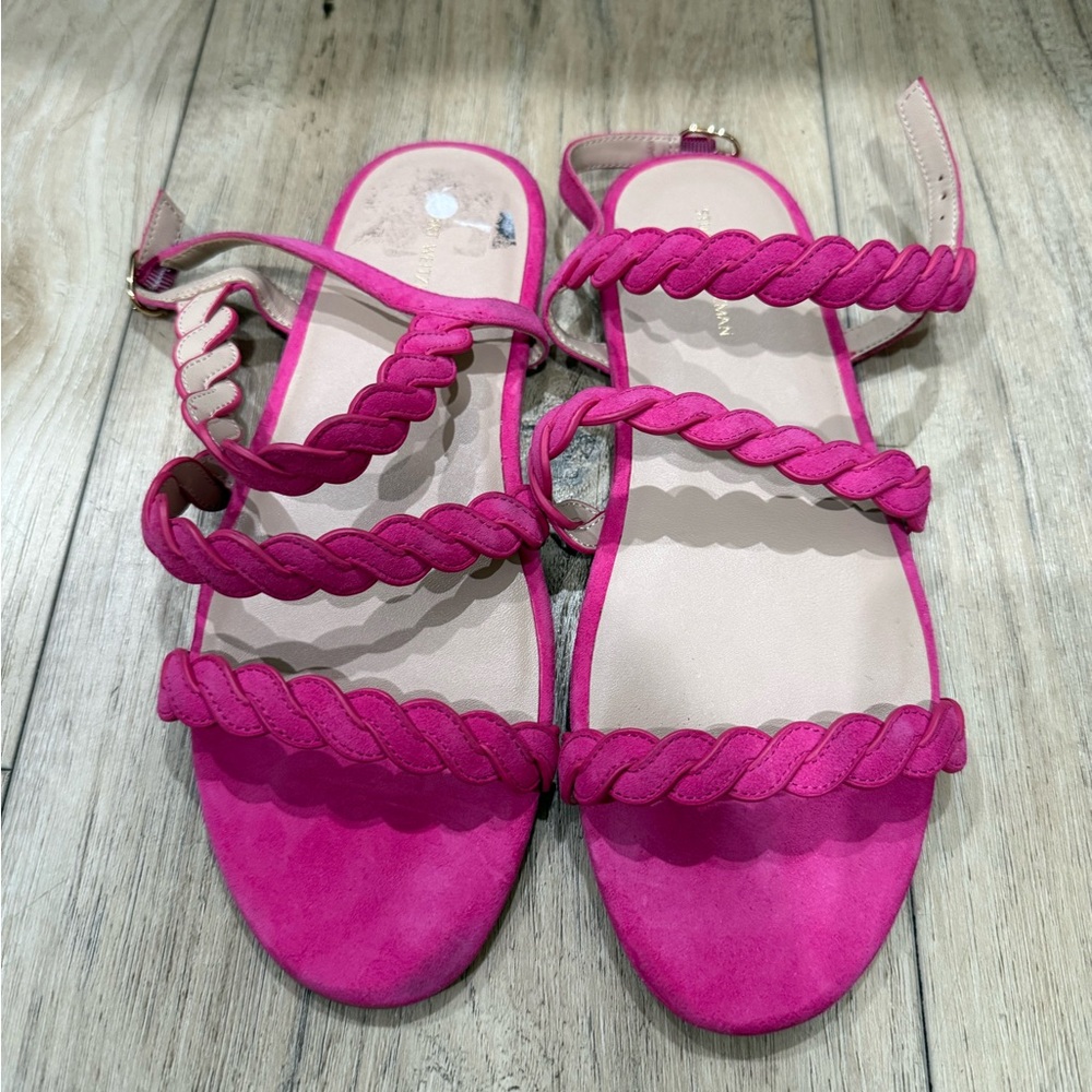 Stuart Weitzman Pink Braided Strap Sandals